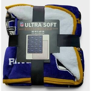 Baltimore Ravens Sherpa Throw Blanket Ultra Supersoft 60"x50" 100% Poly New NFL